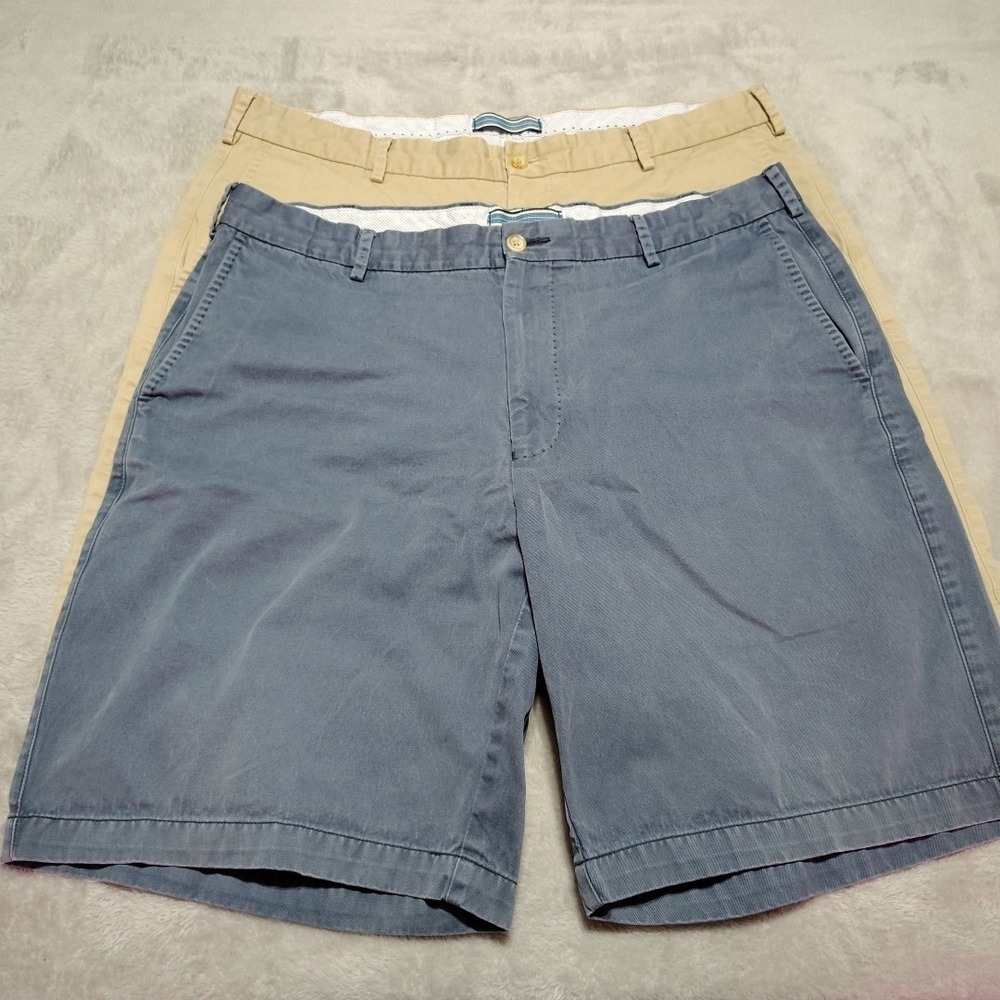 Lot Of 2 Peter Millar Chino Shorts Men 38/9 Blue/Tan Cotton Preppy Classic